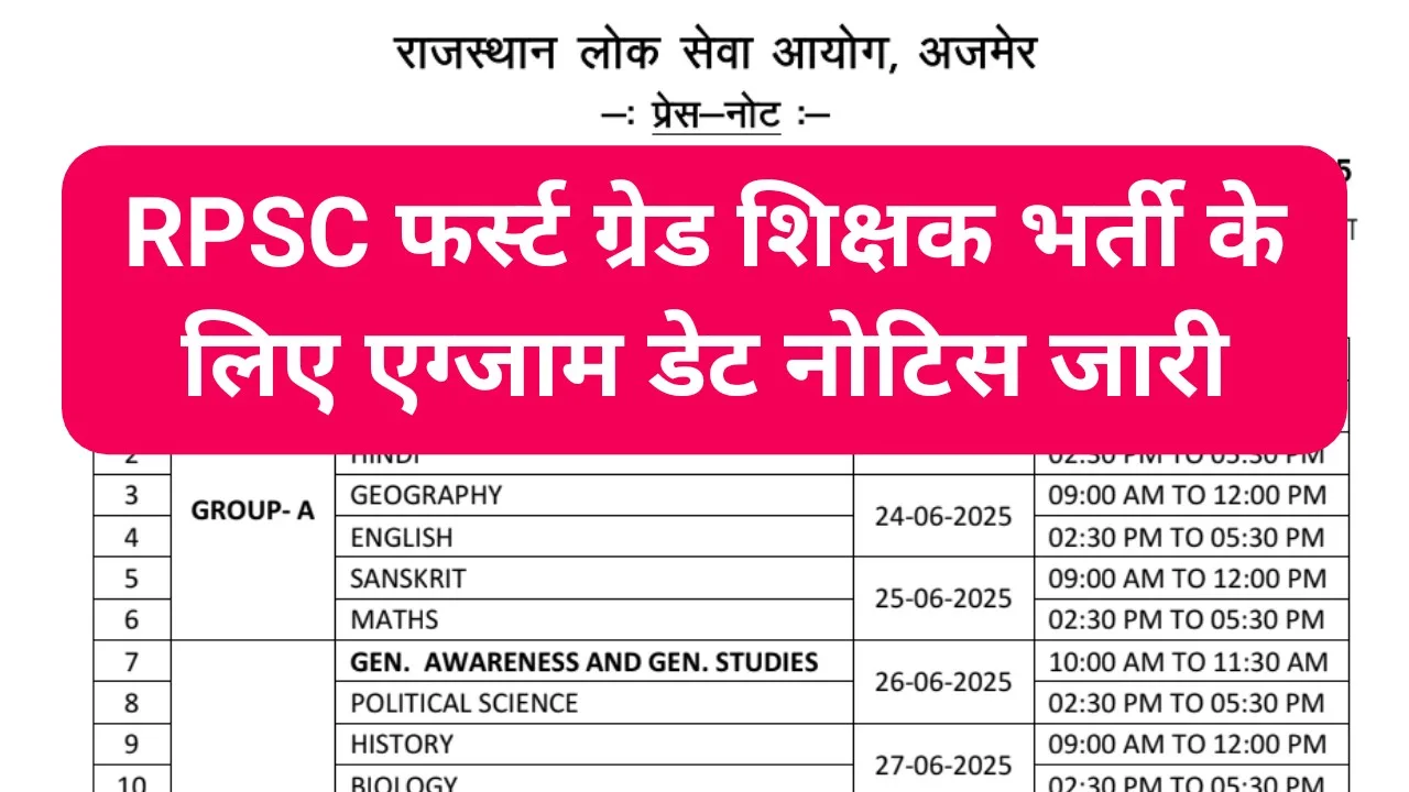 RPSC 1st Grade Exam Date